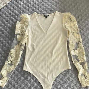 Flora Lace Sleeve Thong Bodysuit